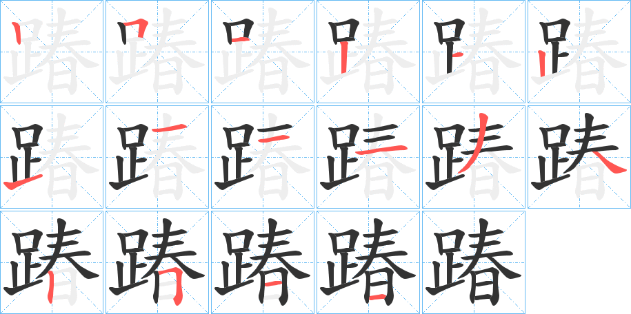 踳字筆畫寫法