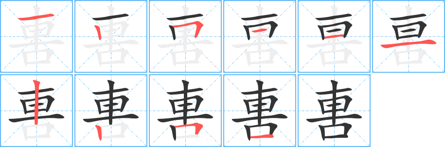 軎字筆畫寫法
