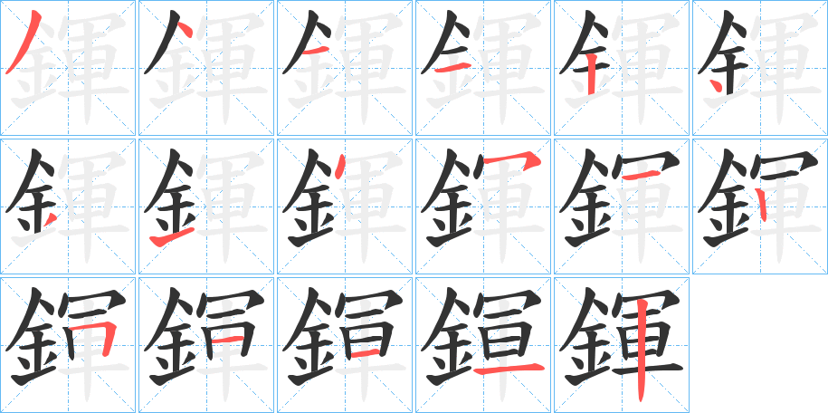 鍕字筆畫寫法