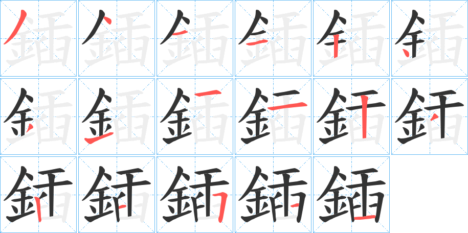 鍤字筆畫寫法