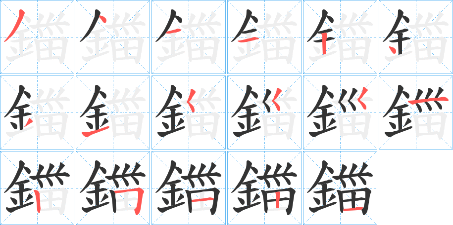 鍿字筆畫寫法