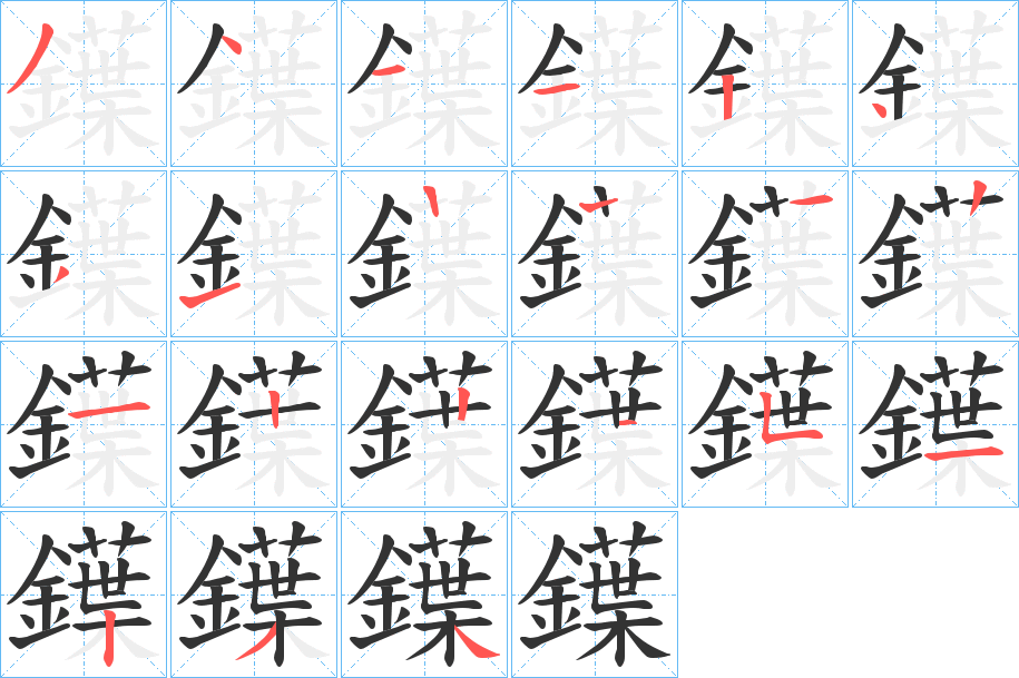 鐷字筆畫寫法