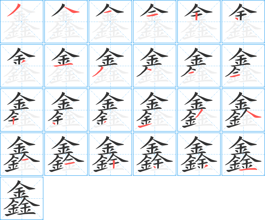 鑫字筆畫寫法