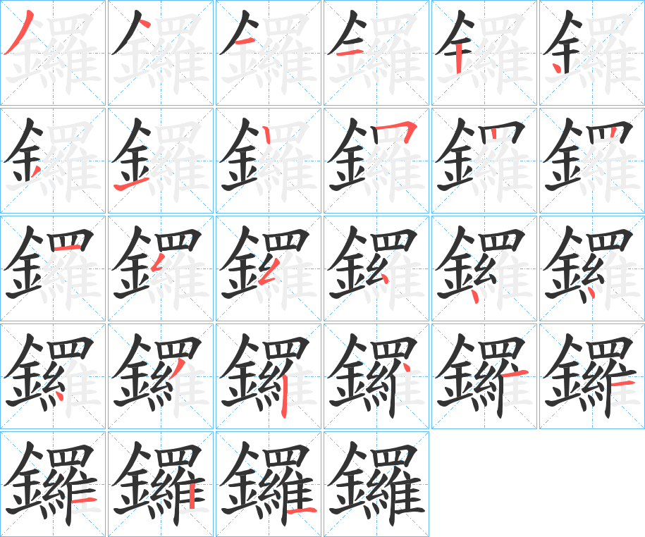 鑼字筆畫(huà)寫(xiě)法