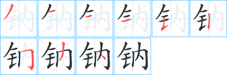 鈉字筆畫寫法
