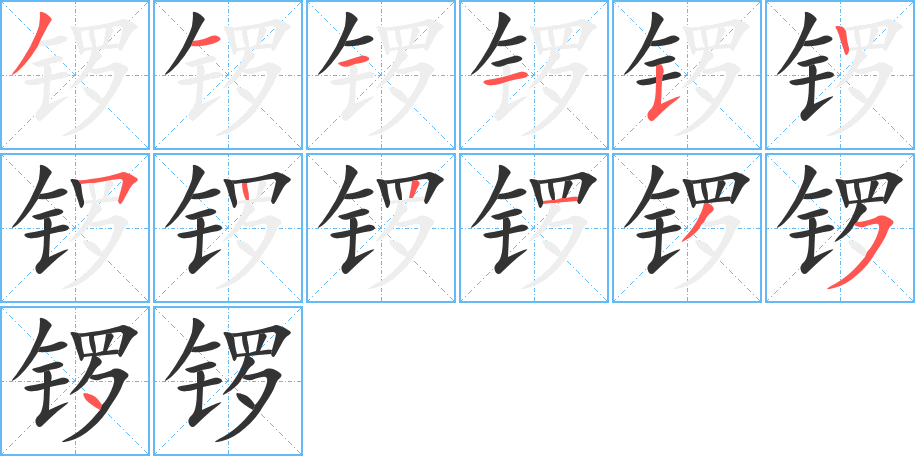 鑼字筆畫寫法