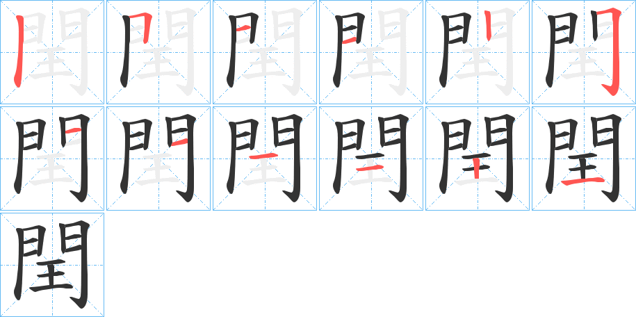 閏字筆畫寫法