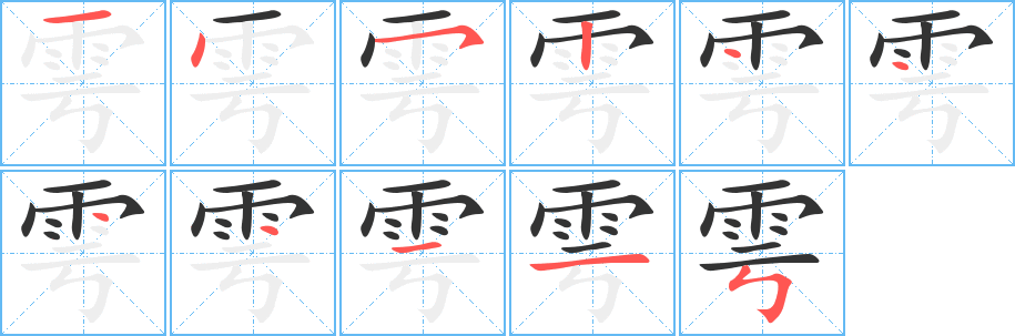 雩字筆畫寫法