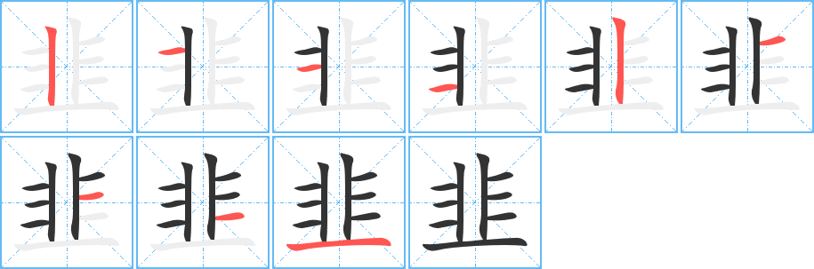 韭字筆畫寫法