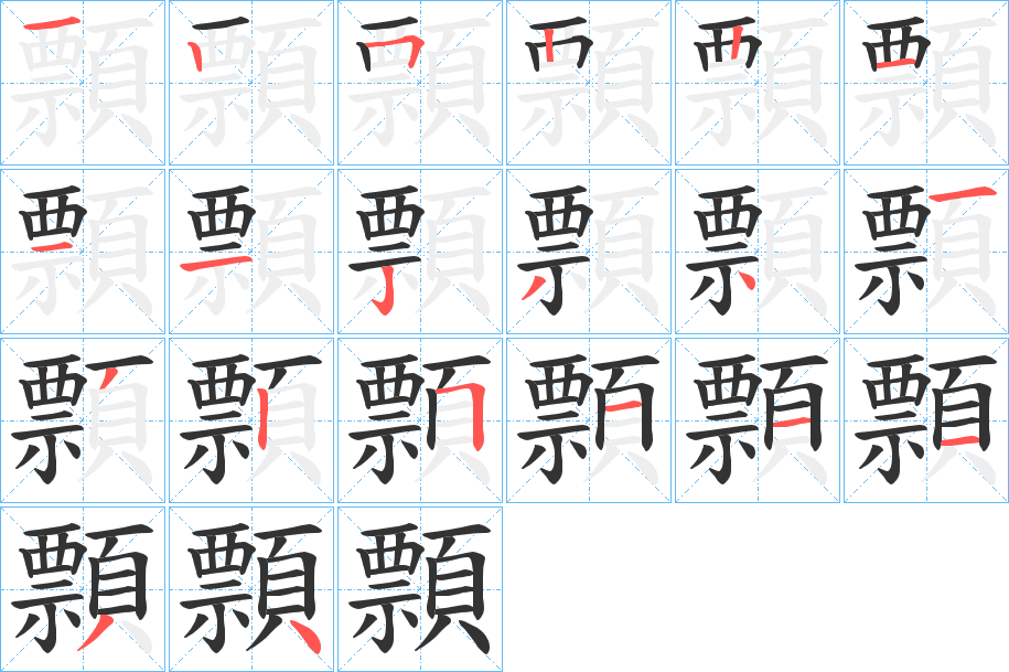 顠字筆畫寫法