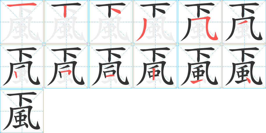 颪字筆畫寫法
