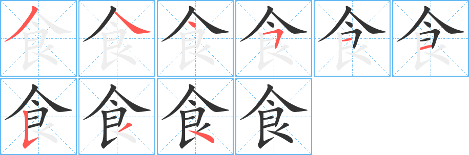 食字筆畫寫法