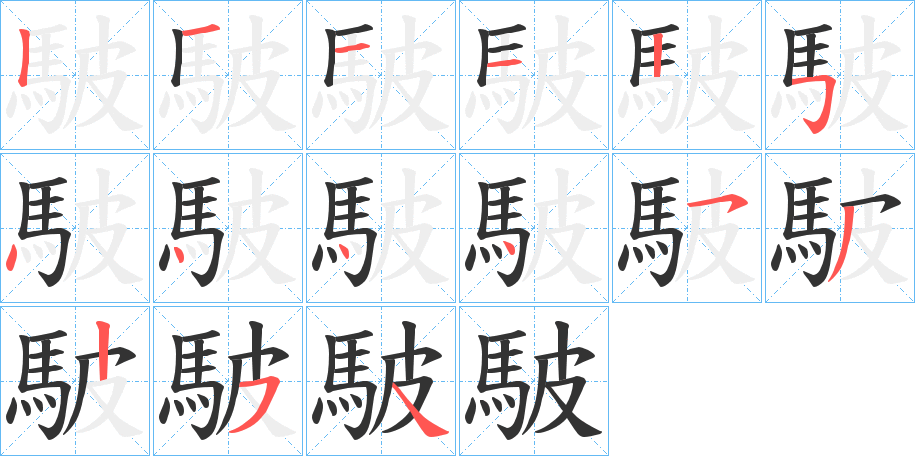 駊字筆畫寫法