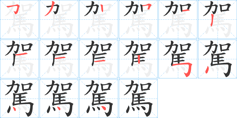 駕字筆畫寫法