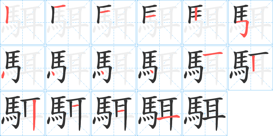 駬字筆畫寫法