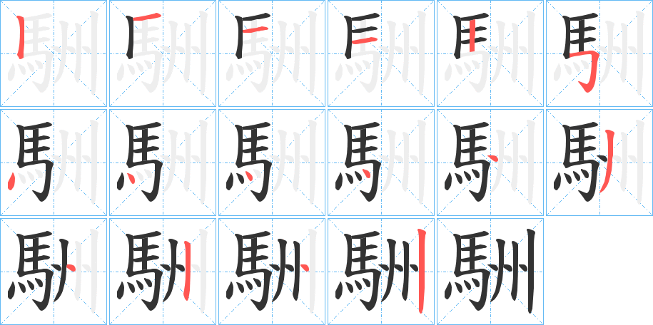 駲字筆畫寫法