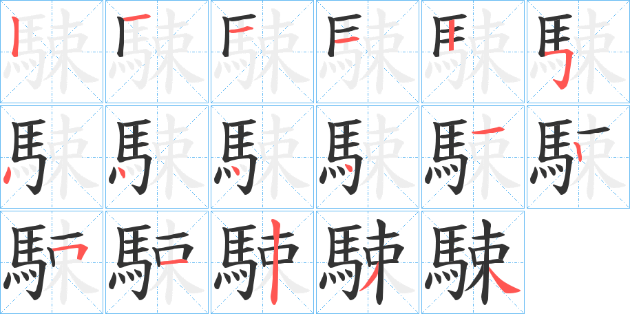 駷字筆畫寫法