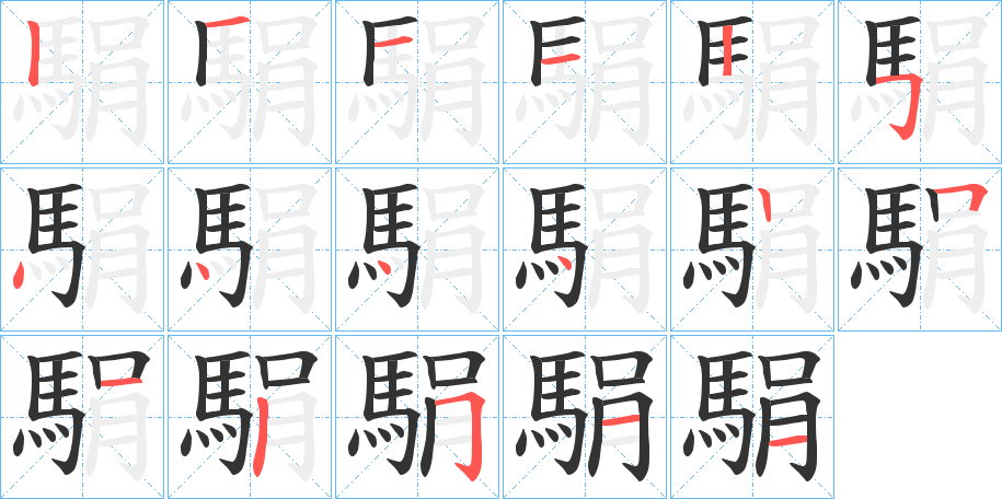 駽字筆畫寫法