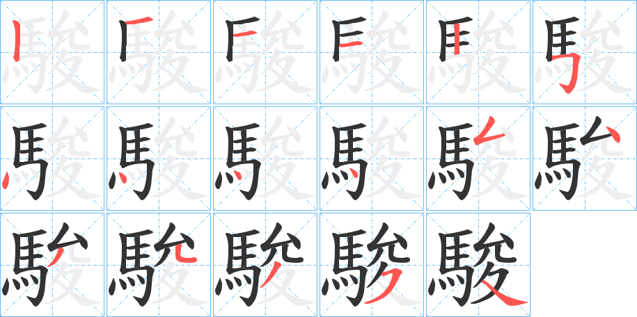 駿字筆畫寫法