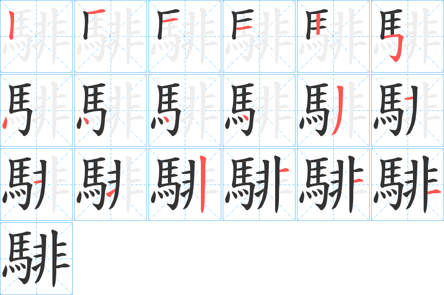 騑字筆畫寫法
