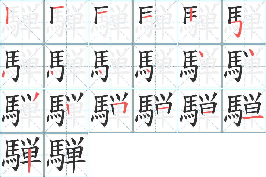 騨字筆畫寫法