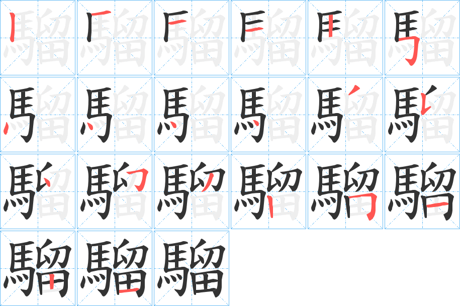 騮字筆畫(huà)寫(xiě)法