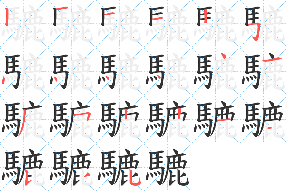 騼字筆畫寫法