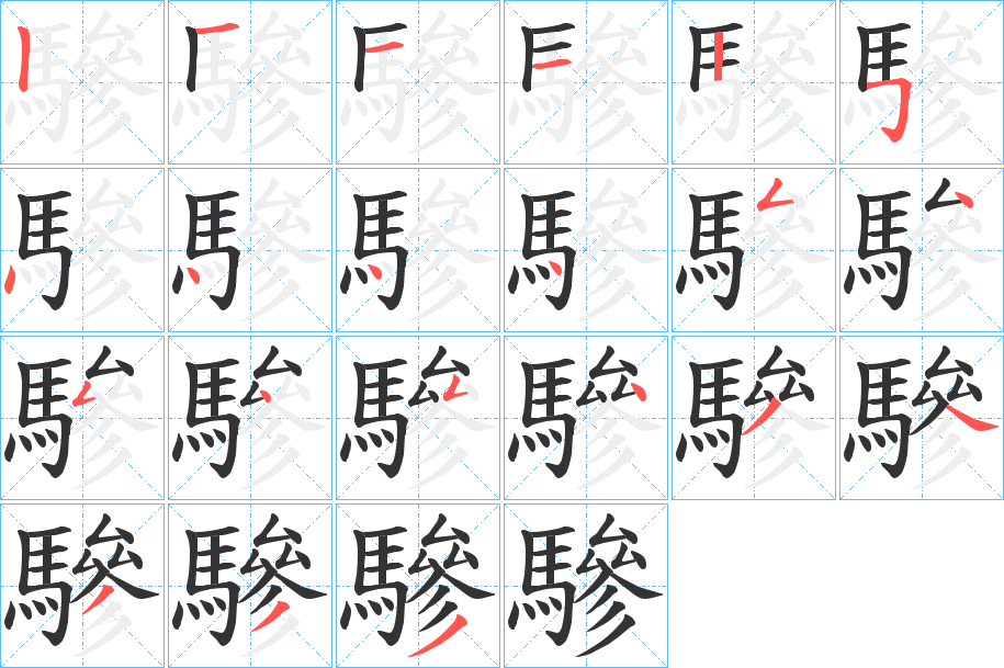 驂字筆畫(huà)寫(xiě)法