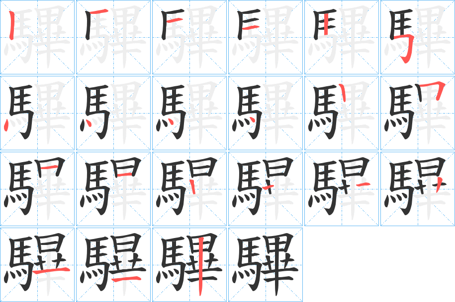 驆字筆畫寫法