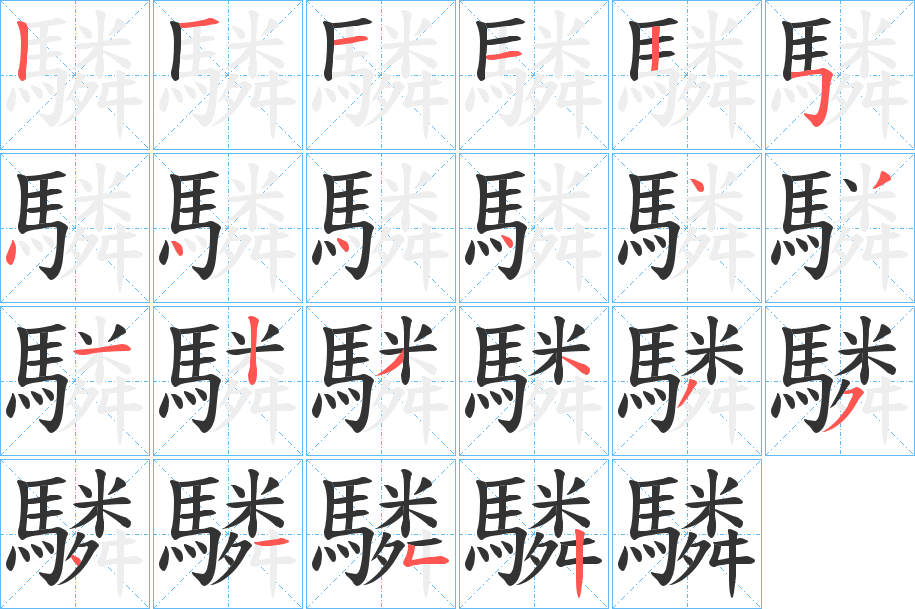 驎字筆畫寫法
