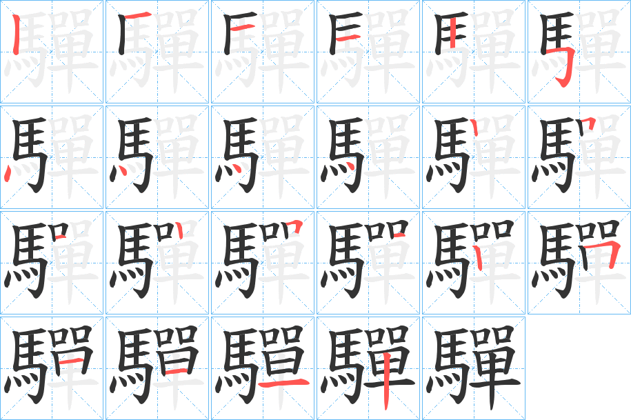 驒字筆畫寫法