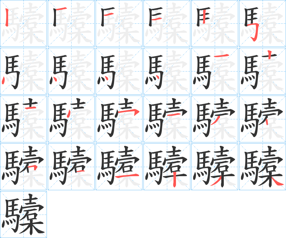 驝字筆畫寫法