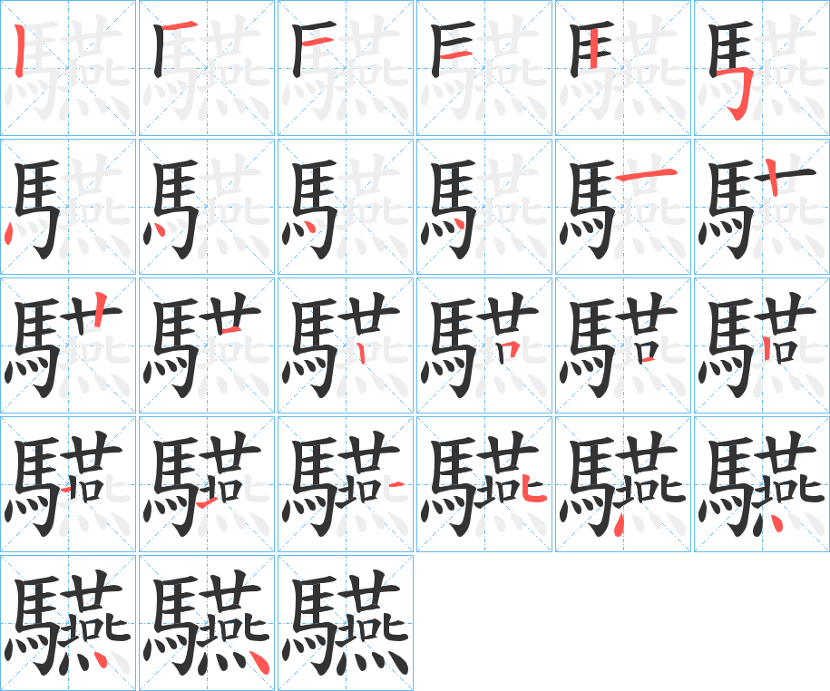 驠字筆畫寫法