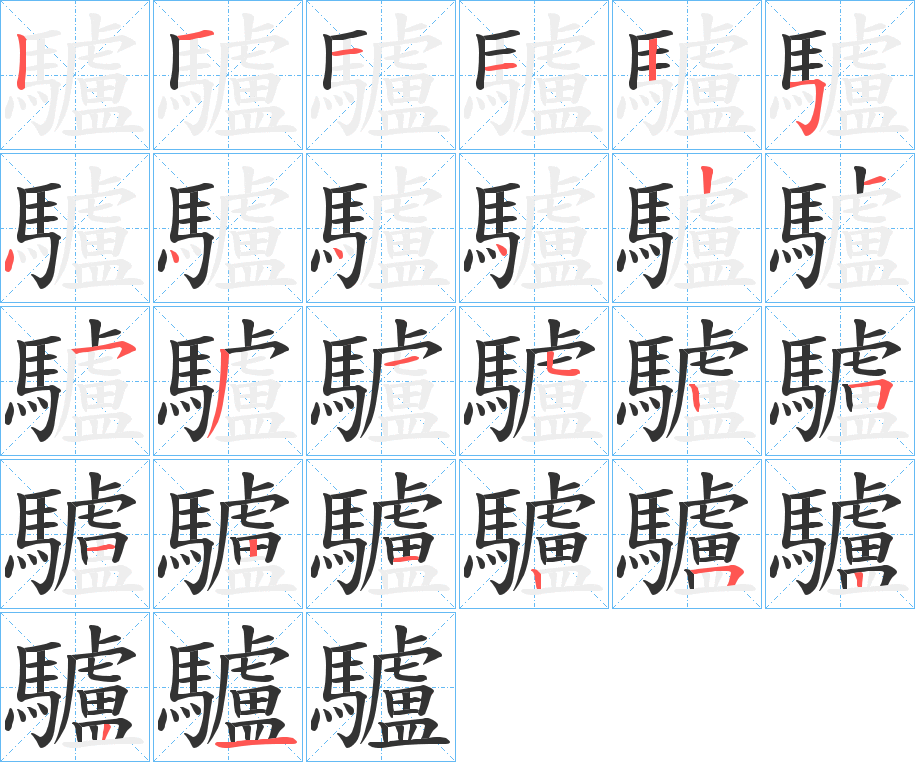 驢字筆畫寫法
