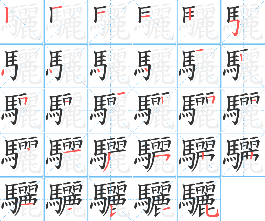 驪字筆畫寫法