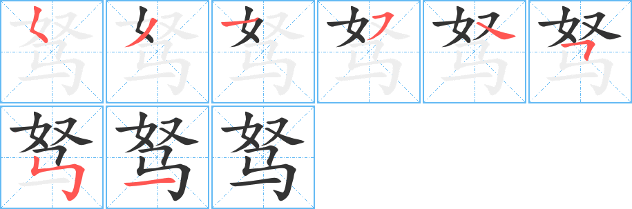 駑字筆畫寫法