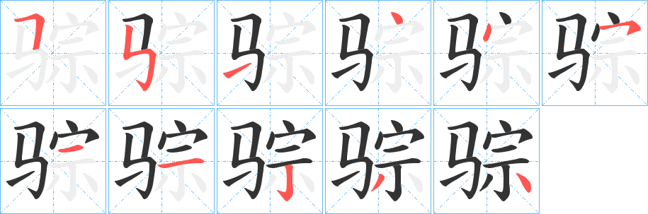 骔字筆畫寫法