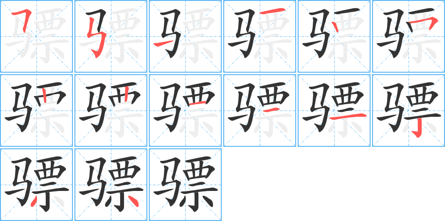 驃字筆畫寫法