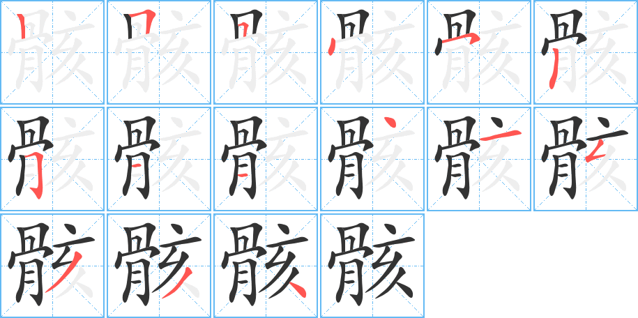 骸字筆畫寫法