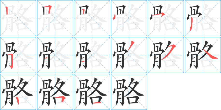 骼字筆畫寫法