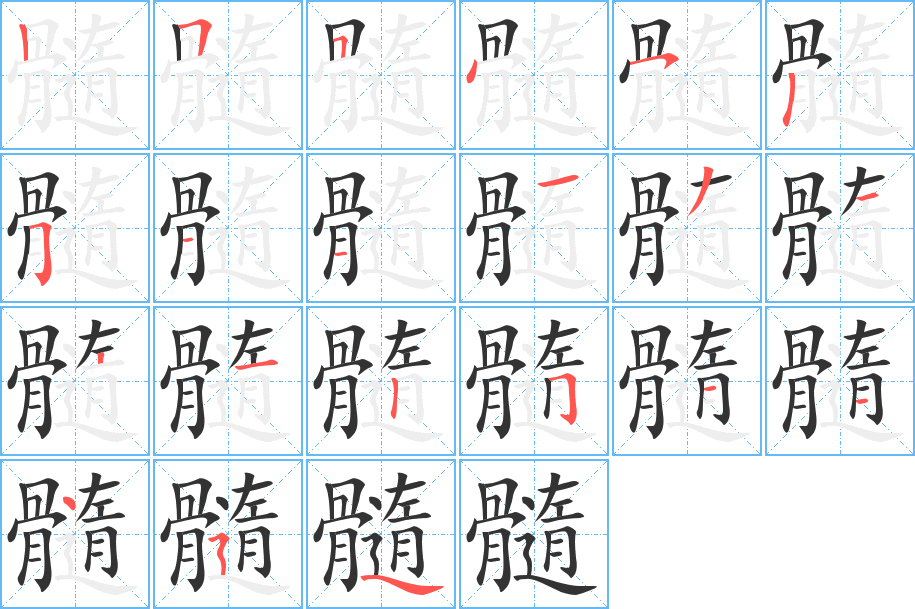 髓字筆畫寫法