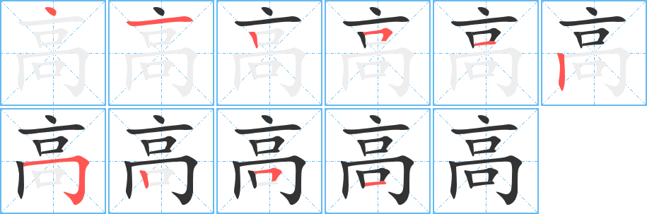 高字筆畫寫法