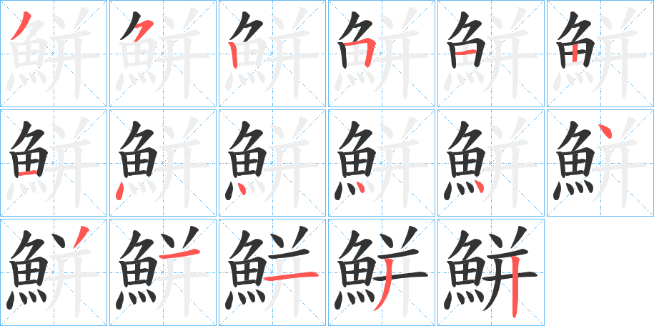 鮩字筆畫寫法