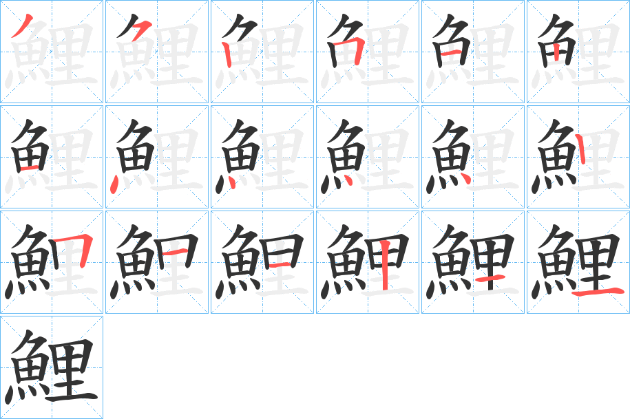 鯉字筆畫寫法