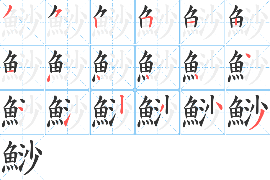 鯋字筆畫寫法