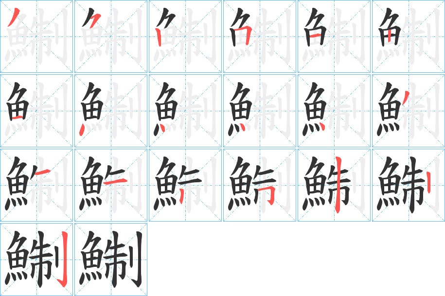 鯯字筆畫寫法