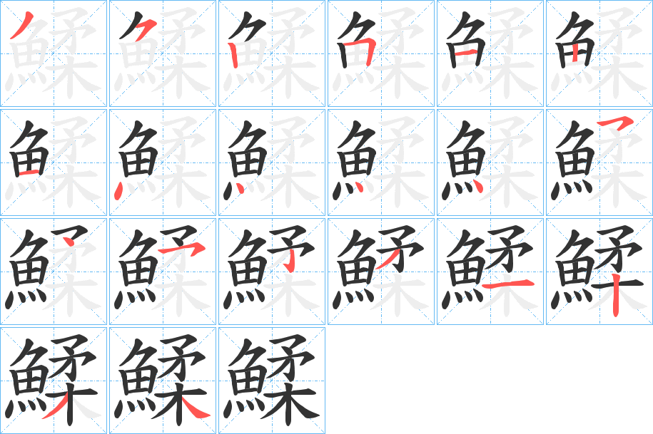 鰇字筆畫寫法
