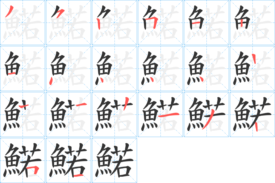 鰙字筆畫寫法