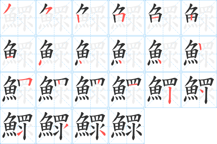 鰥字筆畫寫法