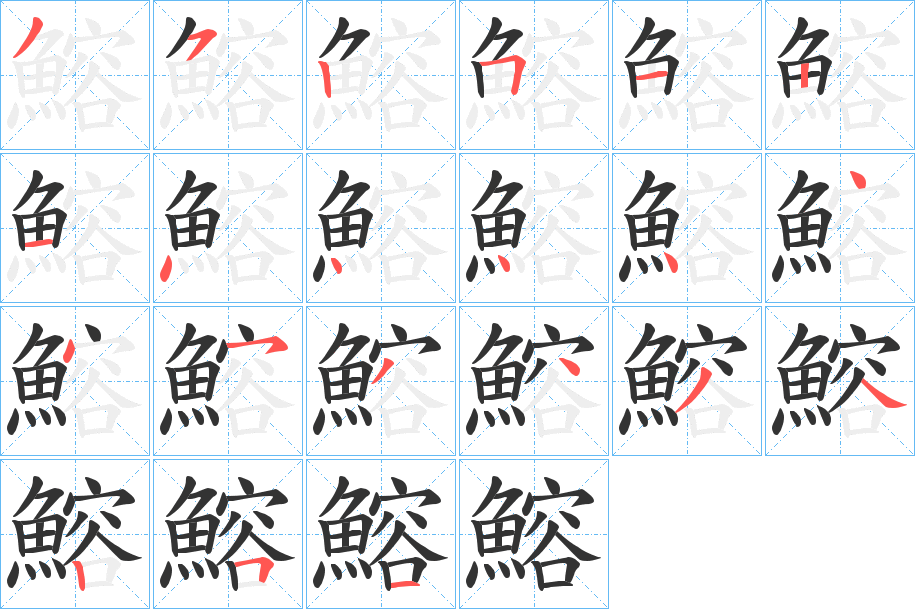 鰫字筆畫寫法